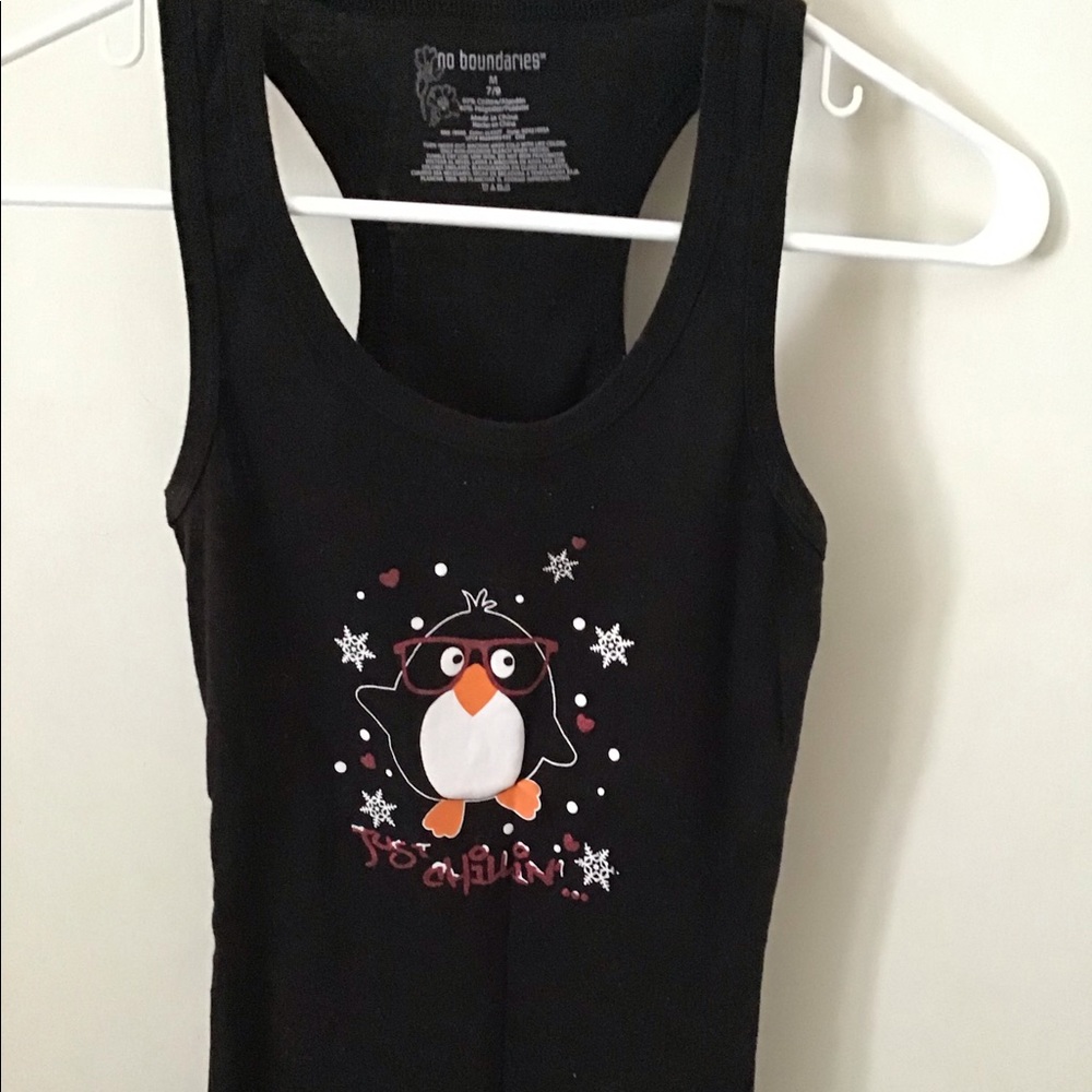 “Just Chillin” tank top, wide racer back style.